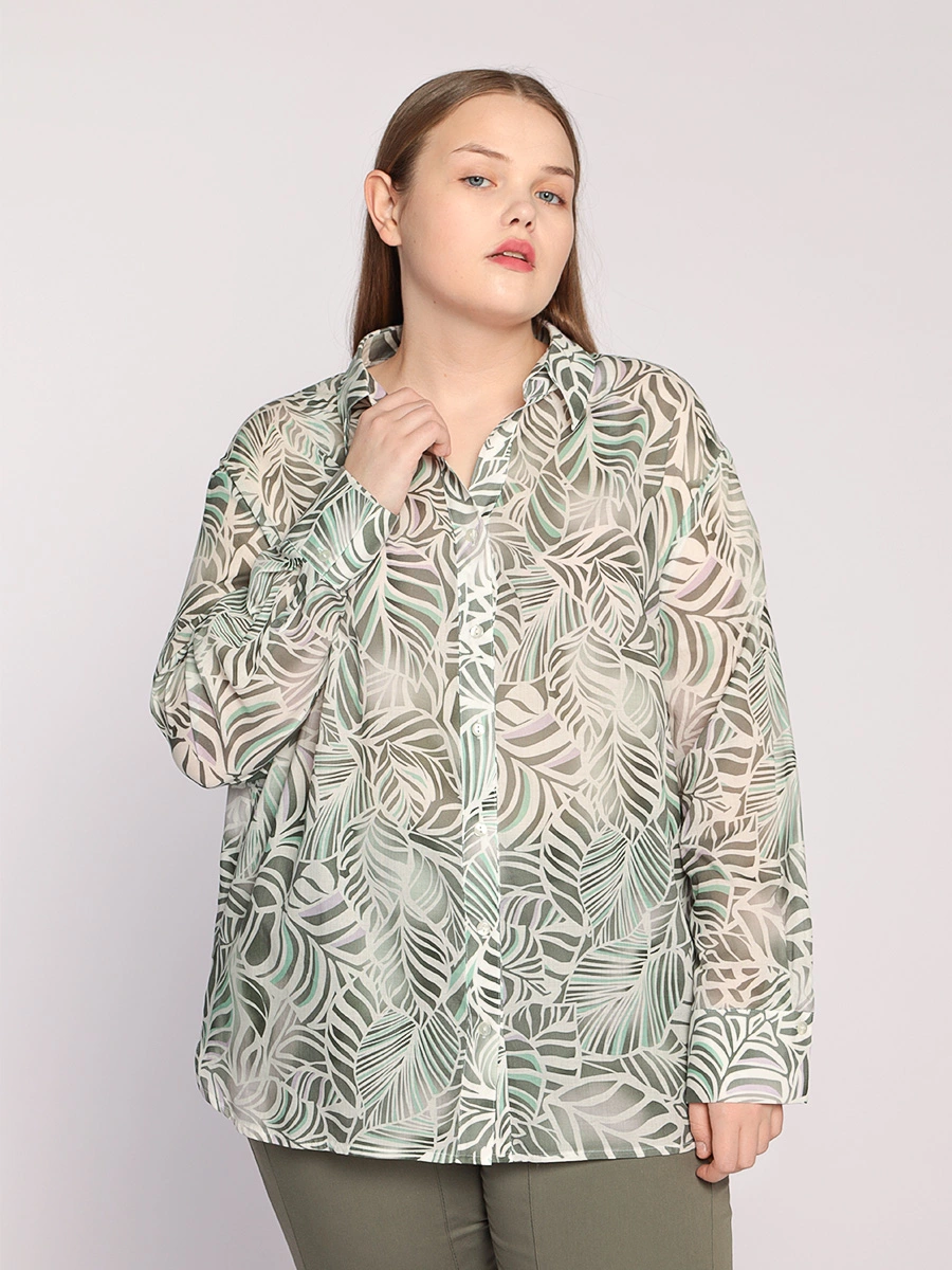 Блуза хлопковая прямого кроя с принтом